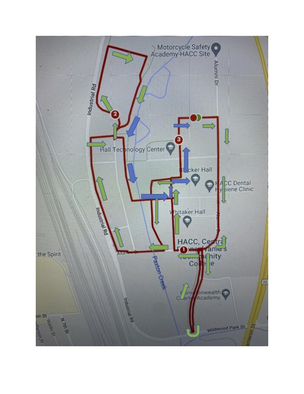 5K run route for 2025 Logan's Run at Harrisburg Area Community College